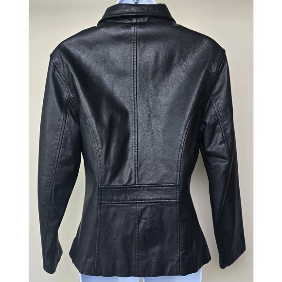 Vintage WILSONS The Leather Experts Black Leather Fitted Moto Jacket Women's S - Picture 2 of 7